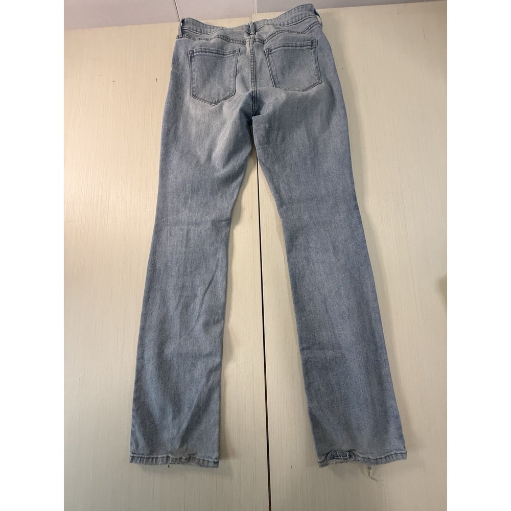 Old Navy Denim Light Blue Bootcut Distressed Hem Button Zipper Women's Jeans
